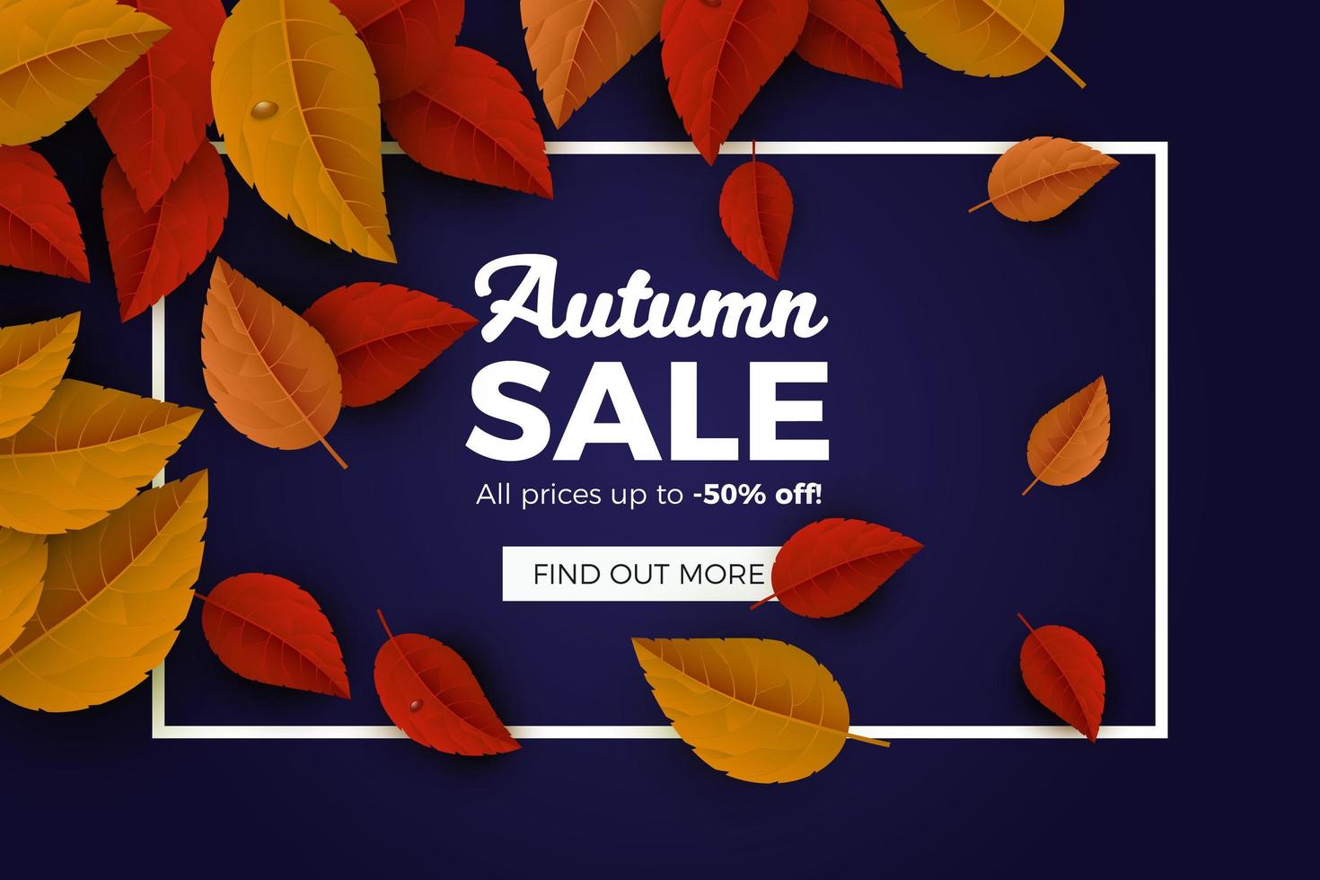 Fondo de venta otoño con hojas rojas y naranjas vector