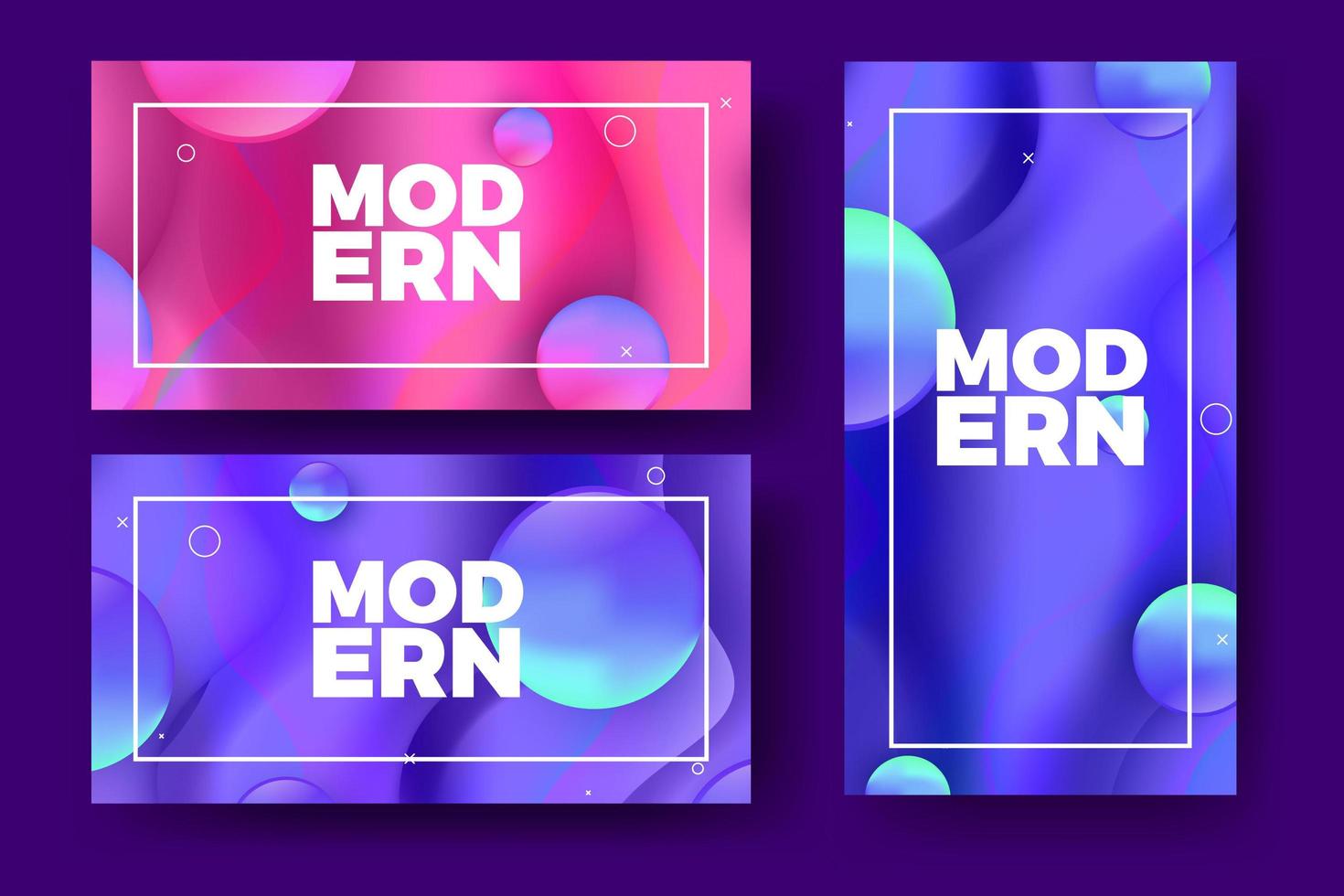 Modern Gradient Banners with Colorful 3D Shapes vector