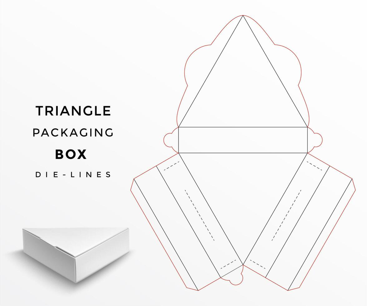 Líneas de troqueles de caja de embalaje triangular vector