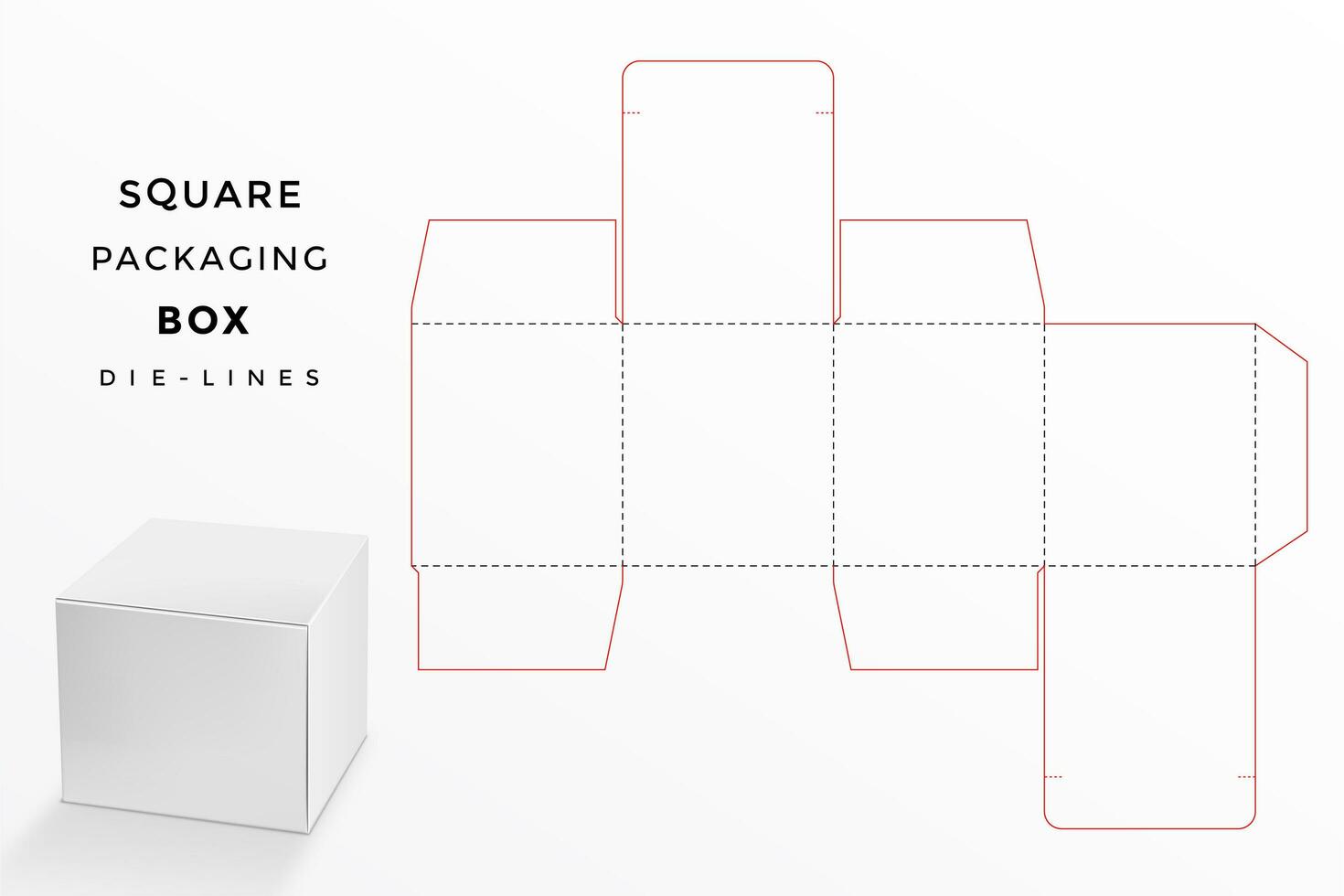 caja cuadrada con línea de troquel vector