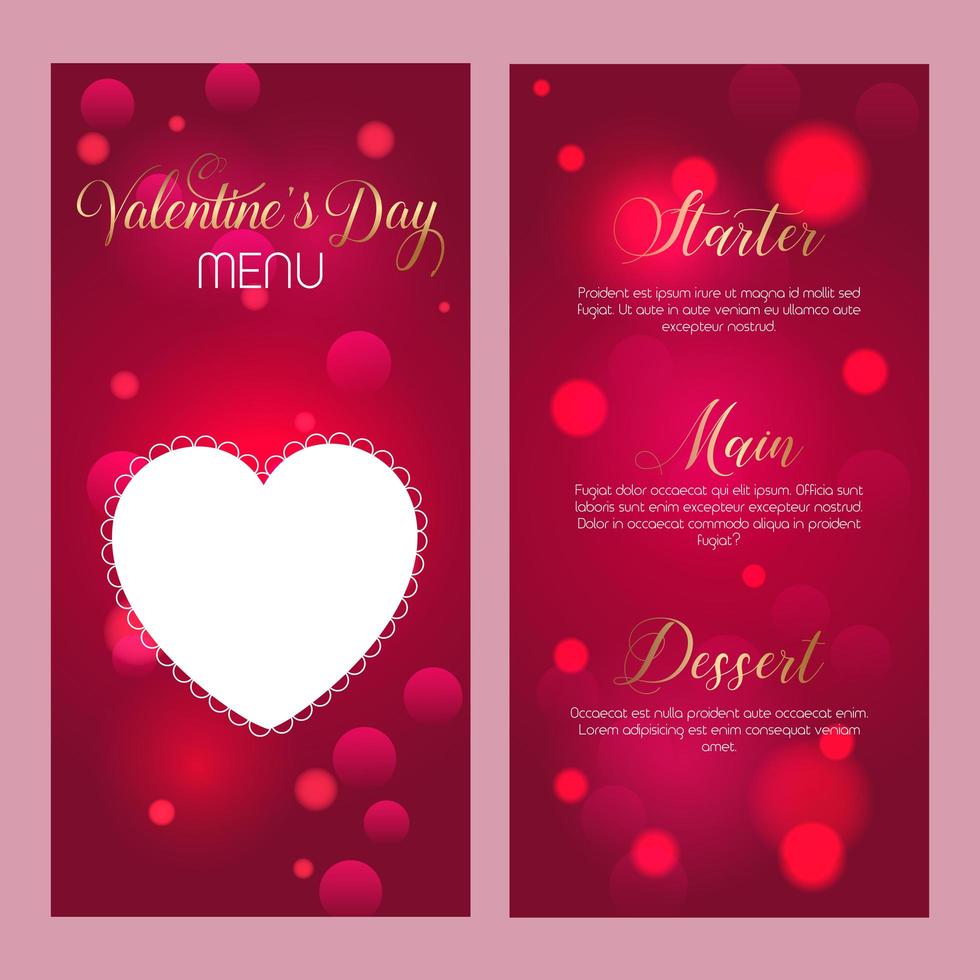 Elegant Valentines day menu template vector