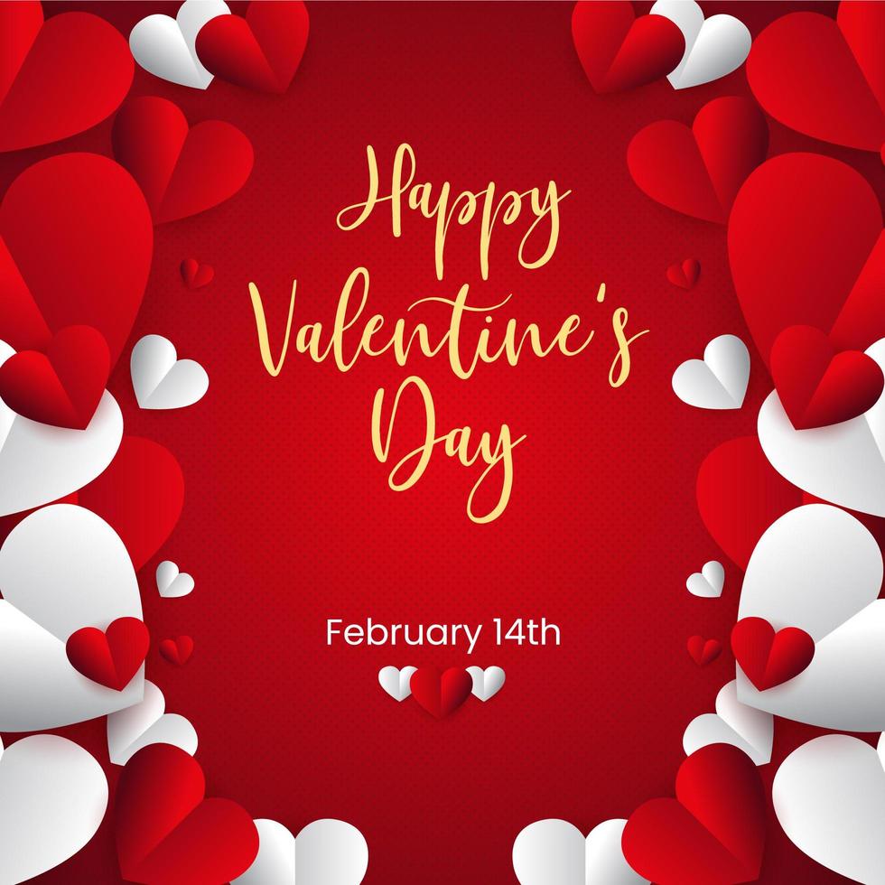 Happy valentines day text with hearts vector