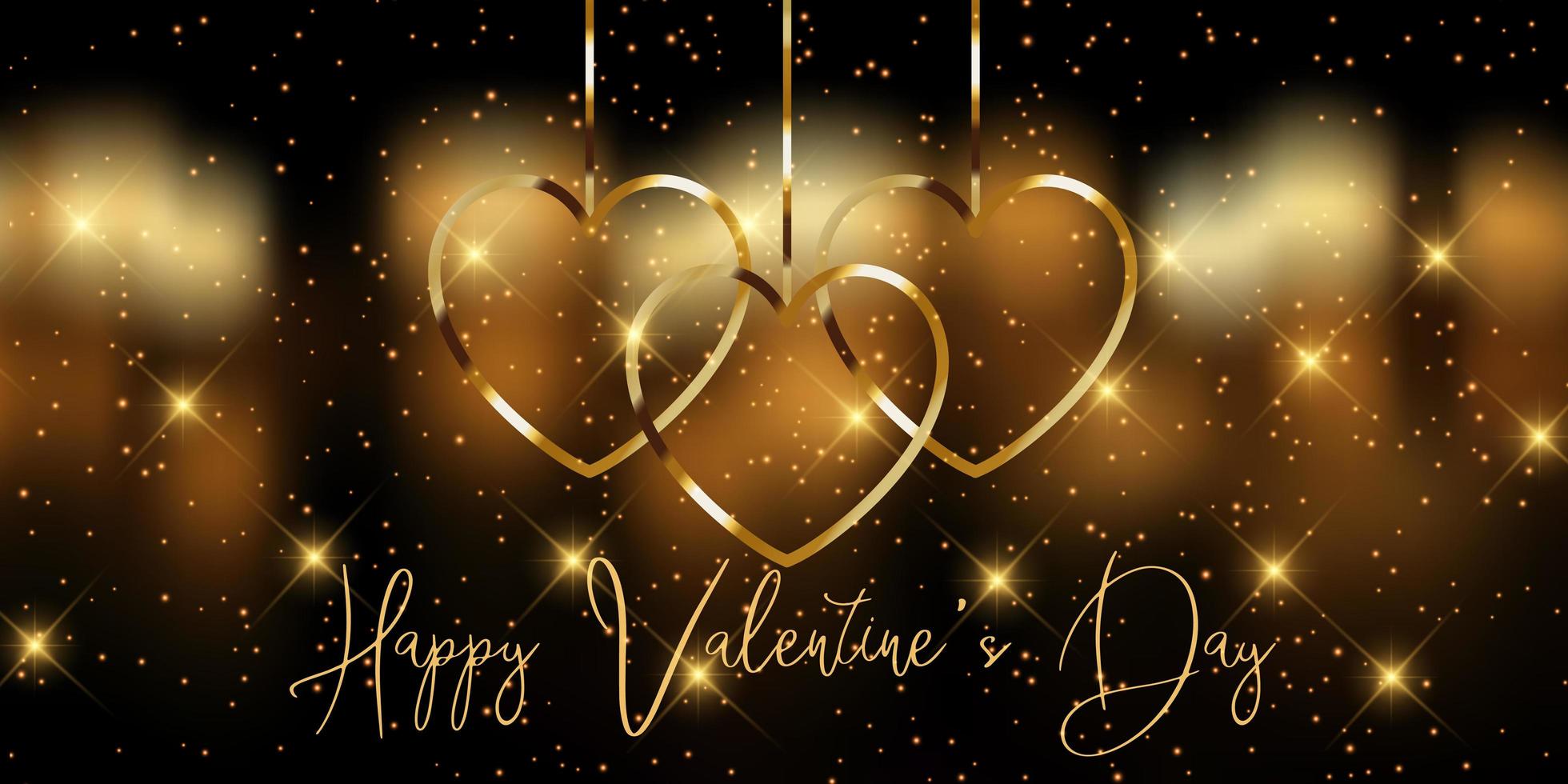 Elegant golden Valentines Day banner  vector