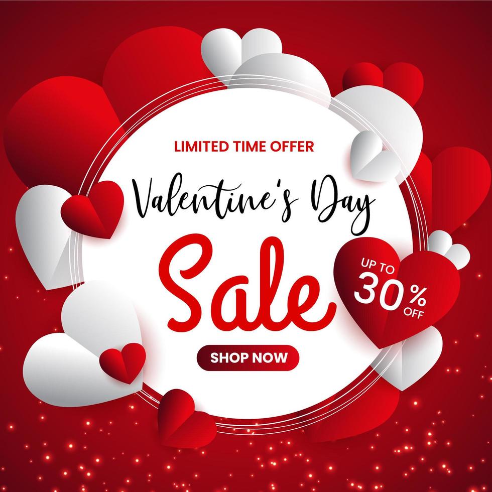 Valentine day sale banner promotion vector