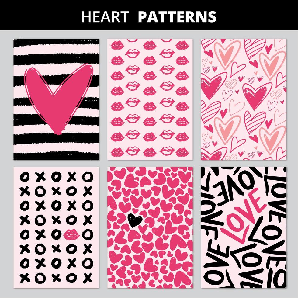 Heart Patterns Set vector