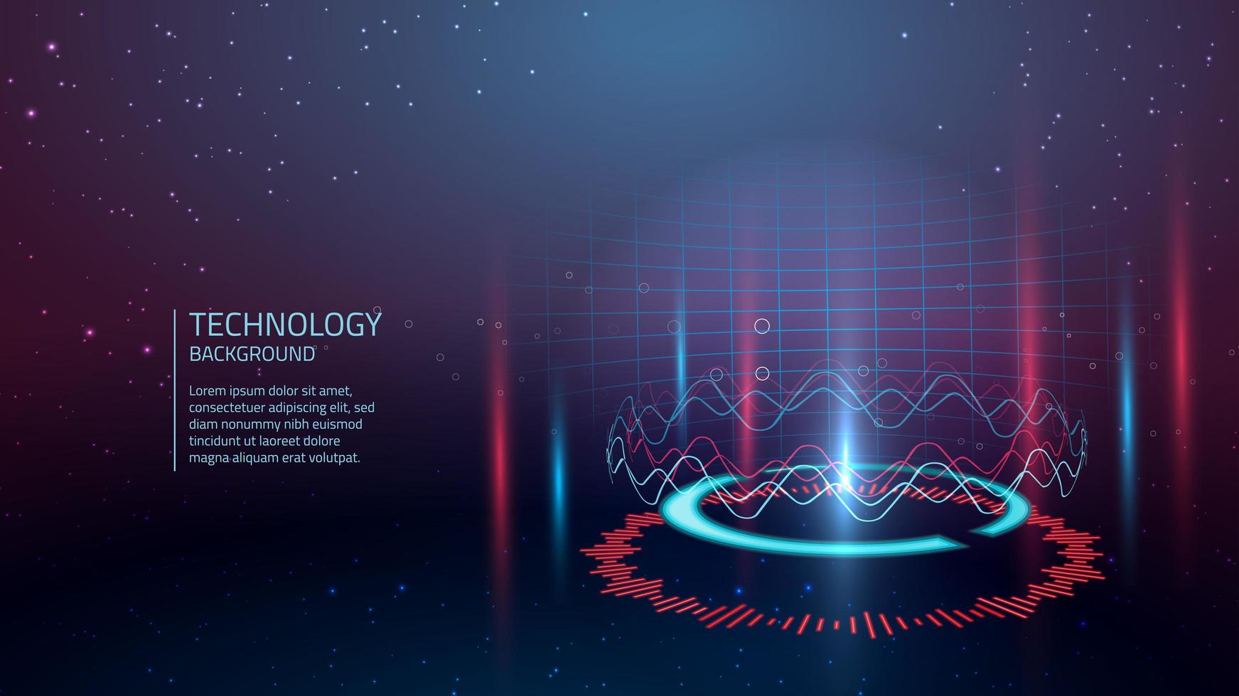 Red and Blue Cyber Technology Background  vector