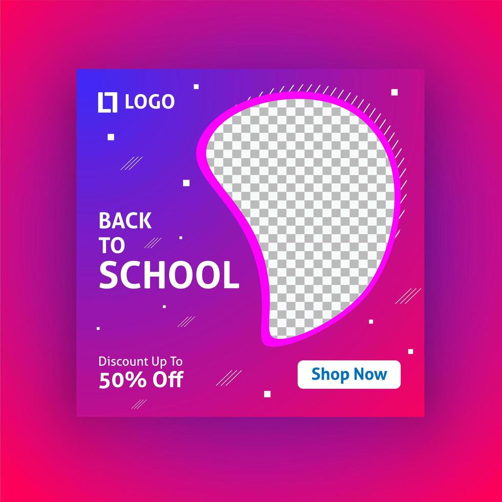 Back to school social media post vector template