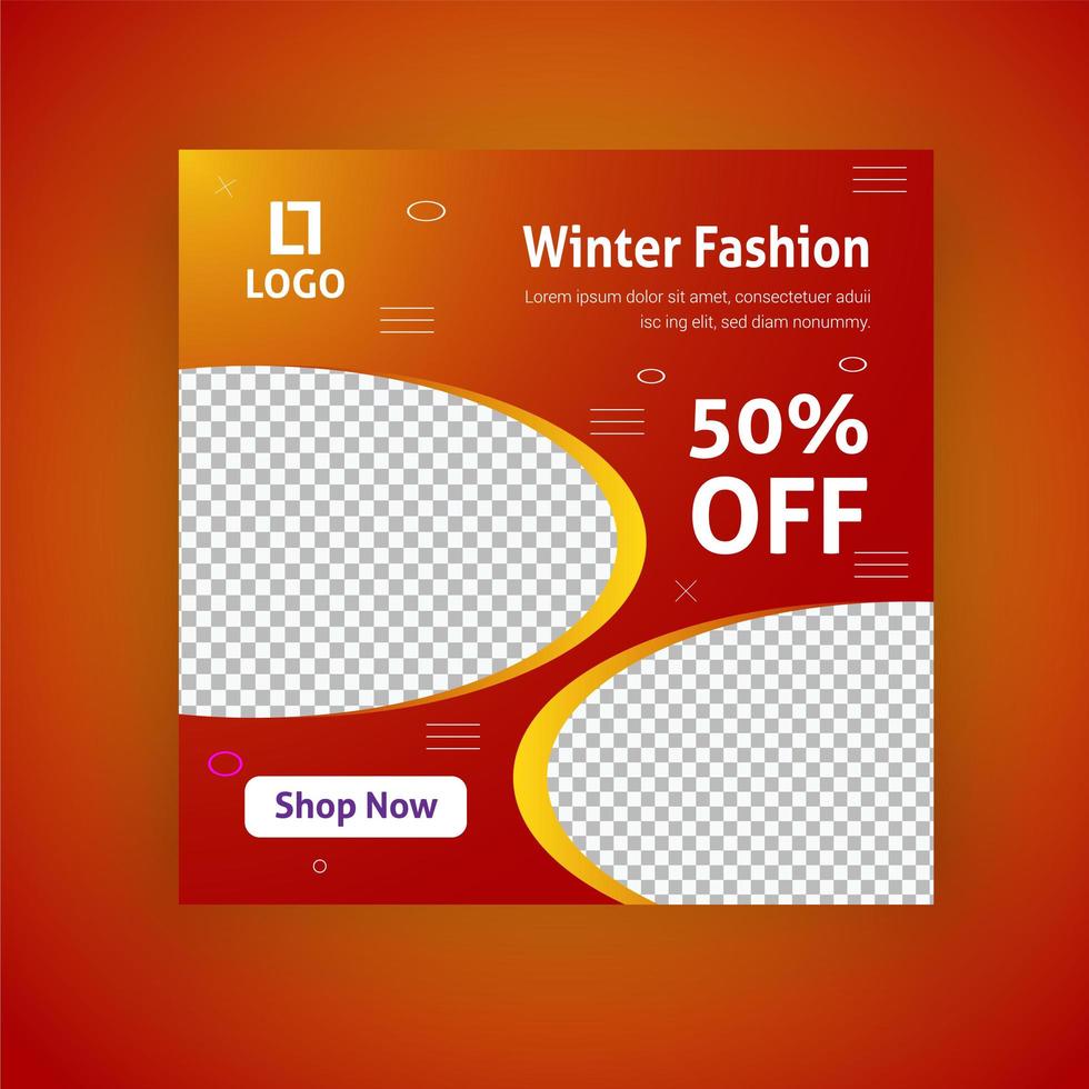 Winter fashion sale social media post template vector