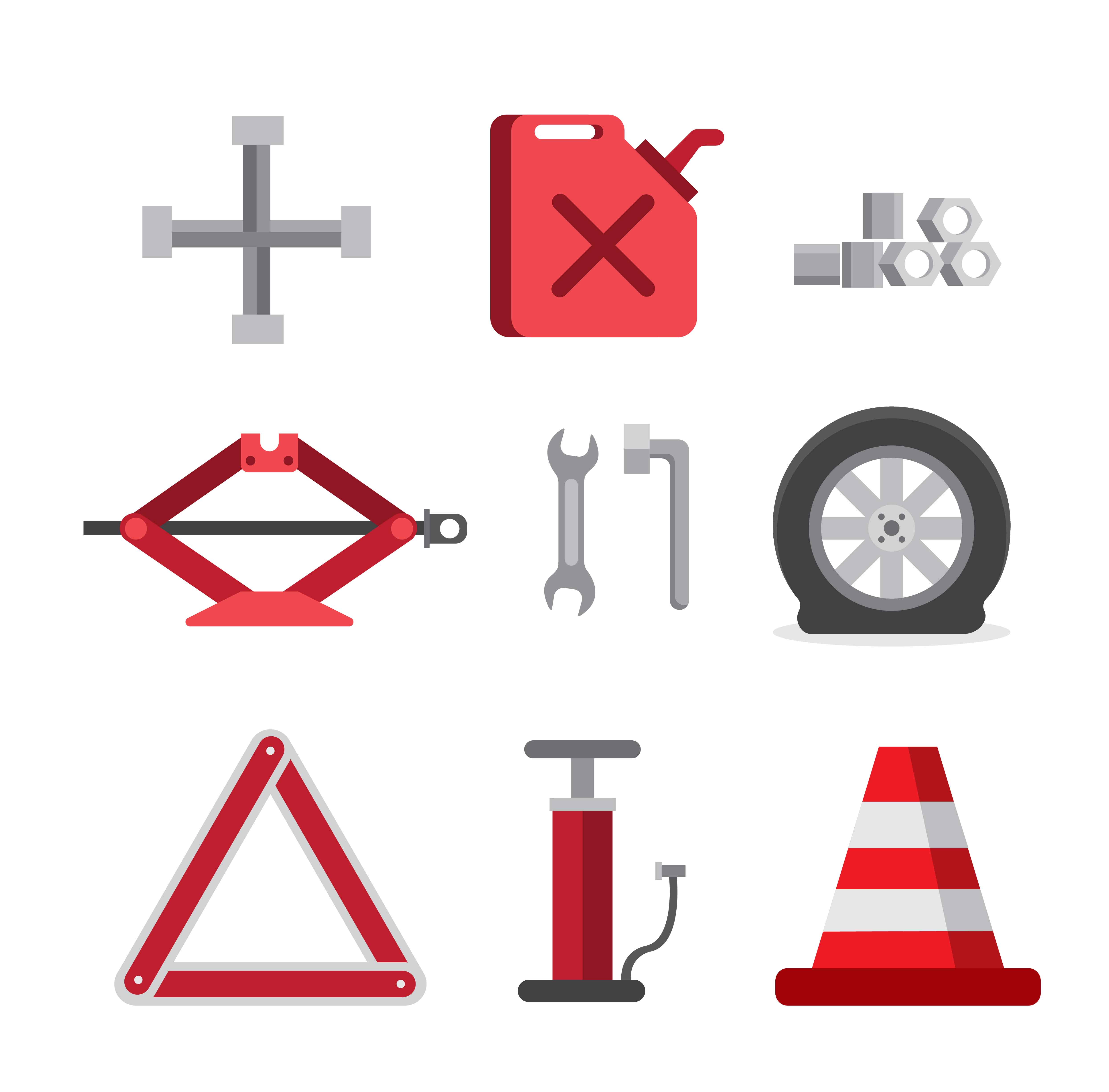 Download emergency car tool kit, repair flat icon set - Download ...