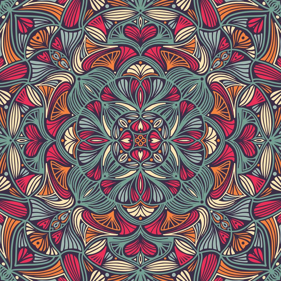 Mandala étnico floral ornamental colorido vector