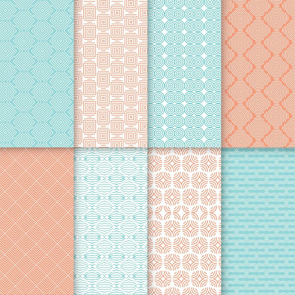 blue and orange seamless pattern collection vector