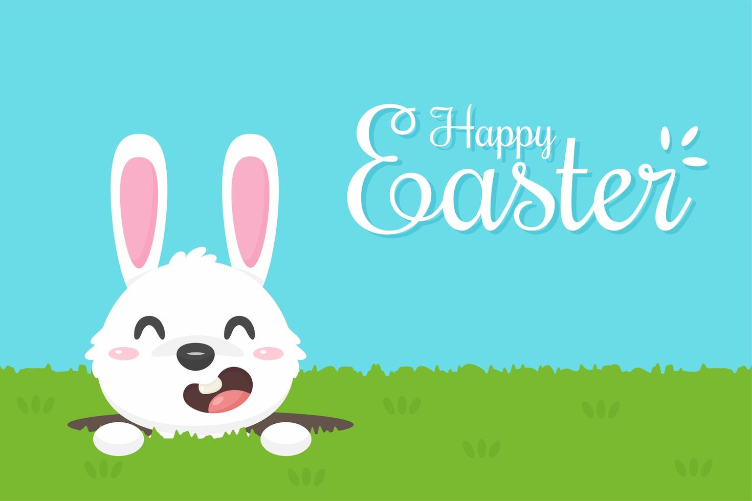 Happy Easter greeting with cartoon rabbit vector