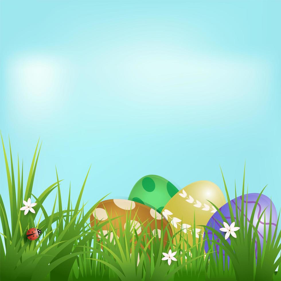 Pile of eggs and ladybug Easter day vector