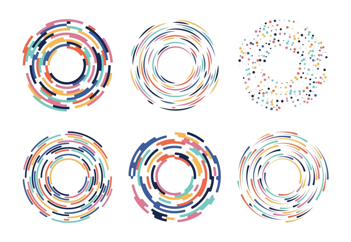 Collection of exotic colorful abstract circle elements vector