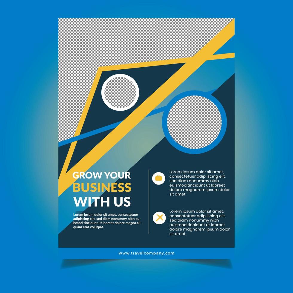 Flyer Design with Angled Lines and Circle Cutouts vector