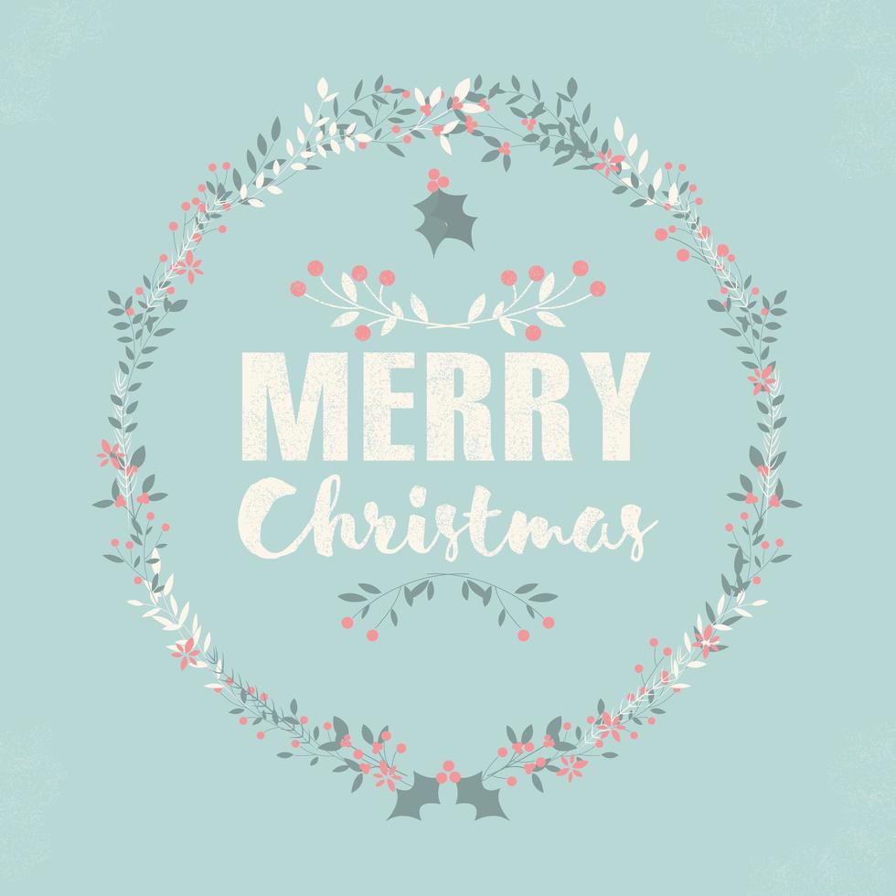 Merry Christmas postcard with lettering and floral wreaths 694047 ...