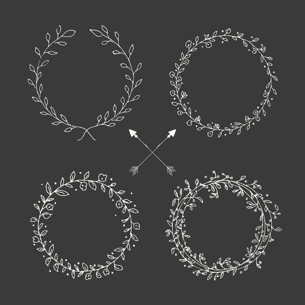 Hand drawn vintage arrows and floral elements vector