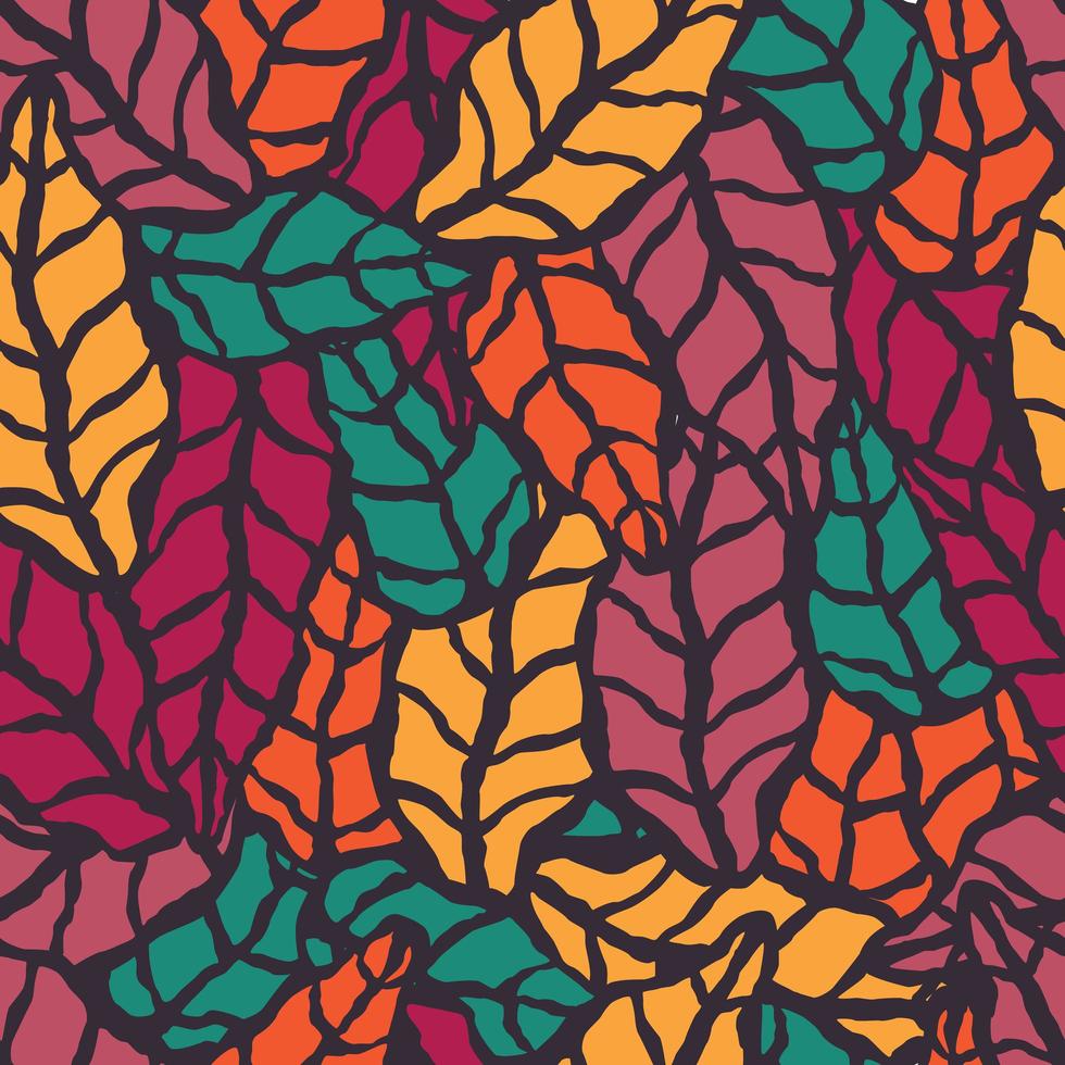 Seamless pattern with hand drawn natural leaves vector