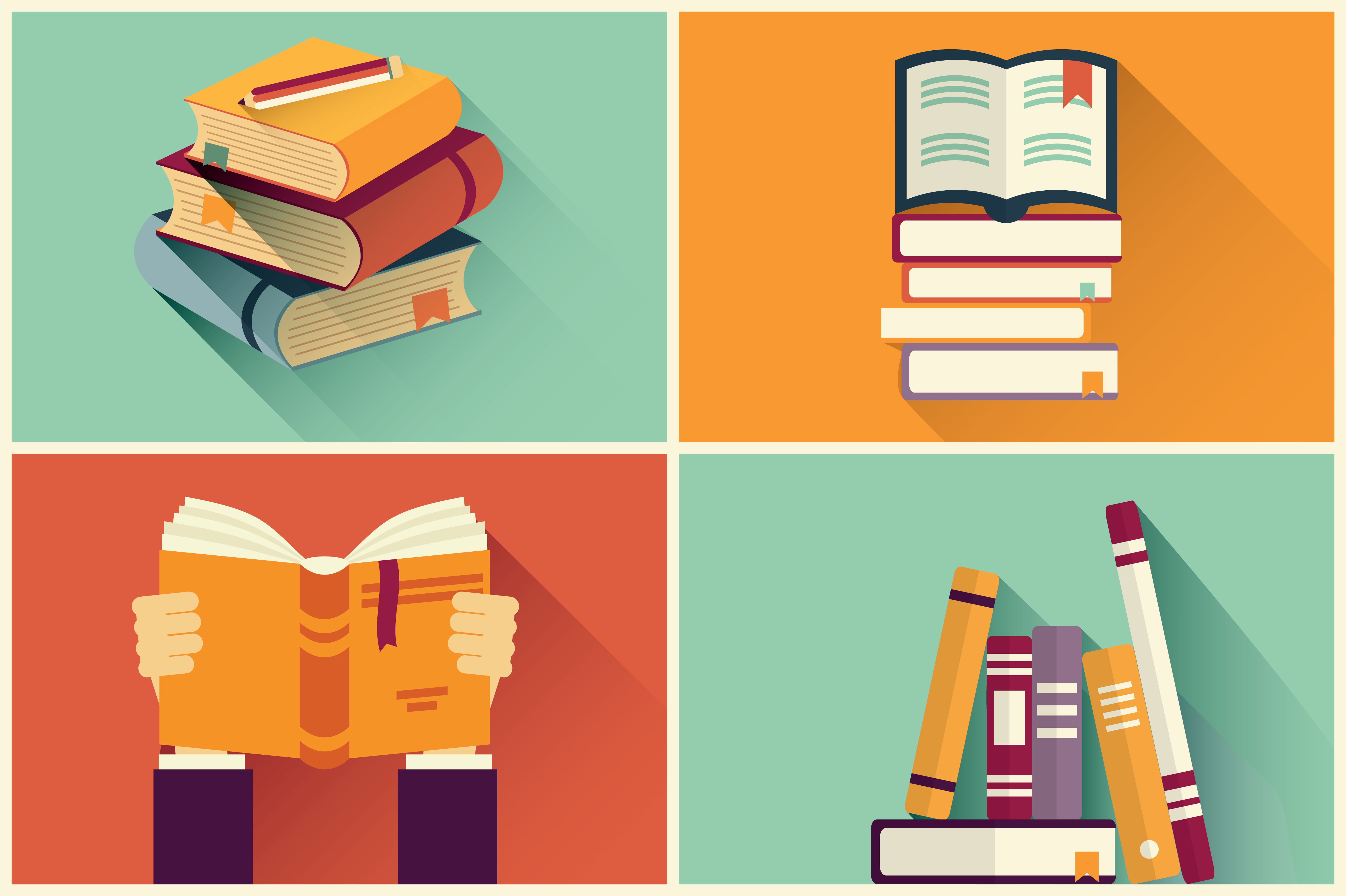 Set of books  in flat  design  694075 Vector Art at Vecteezy