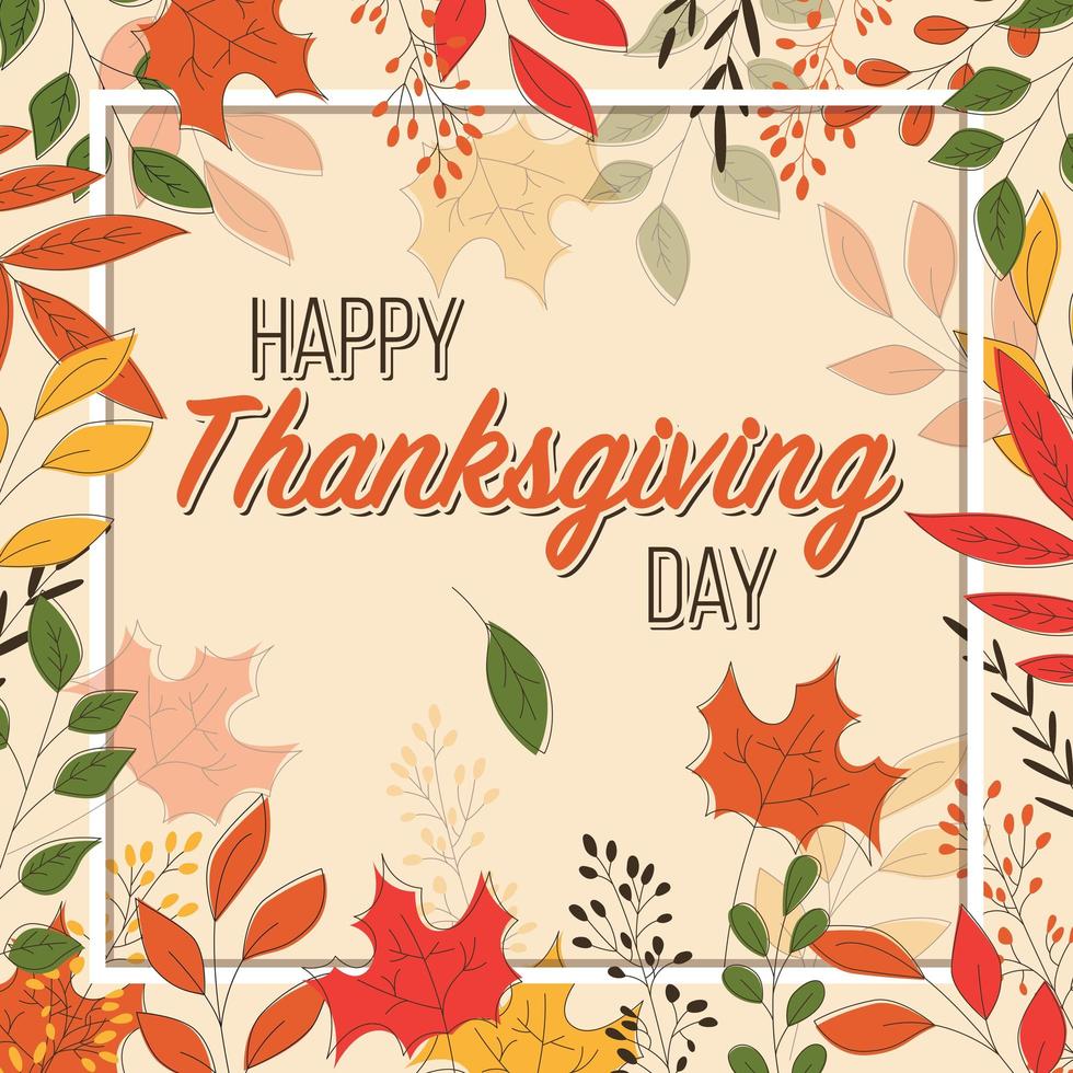 Happy Thanksgiving day card with floral elements vector