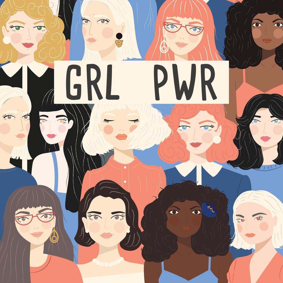 Group of portraits of diverse women vector