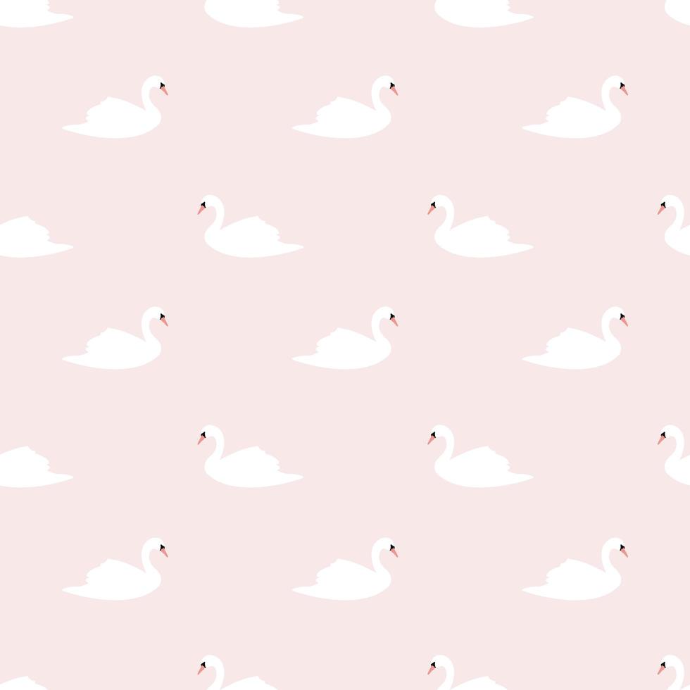 Swan seamless pattern on pink vector