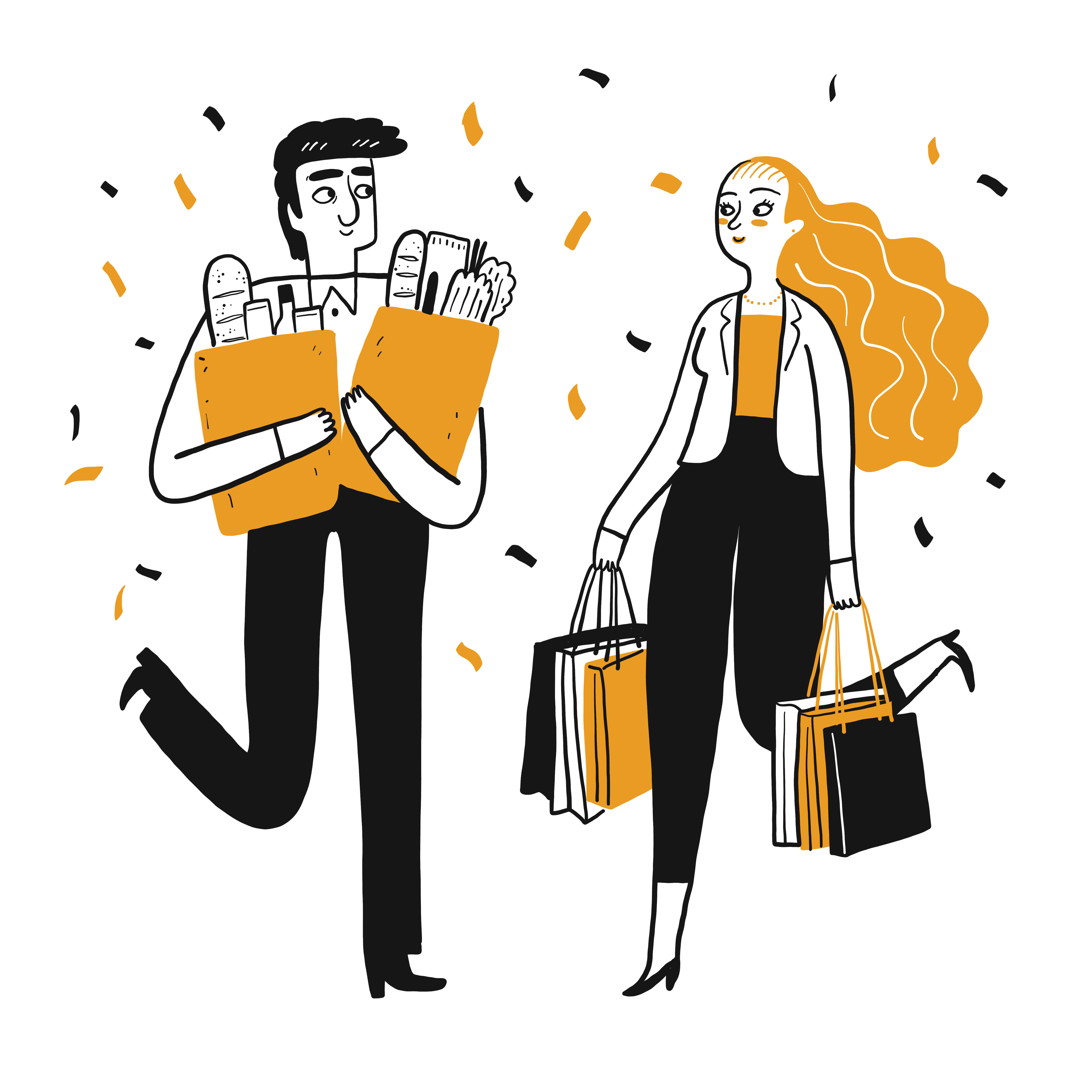 Character set of people shopping 694175 Vector Art at Vecteezy