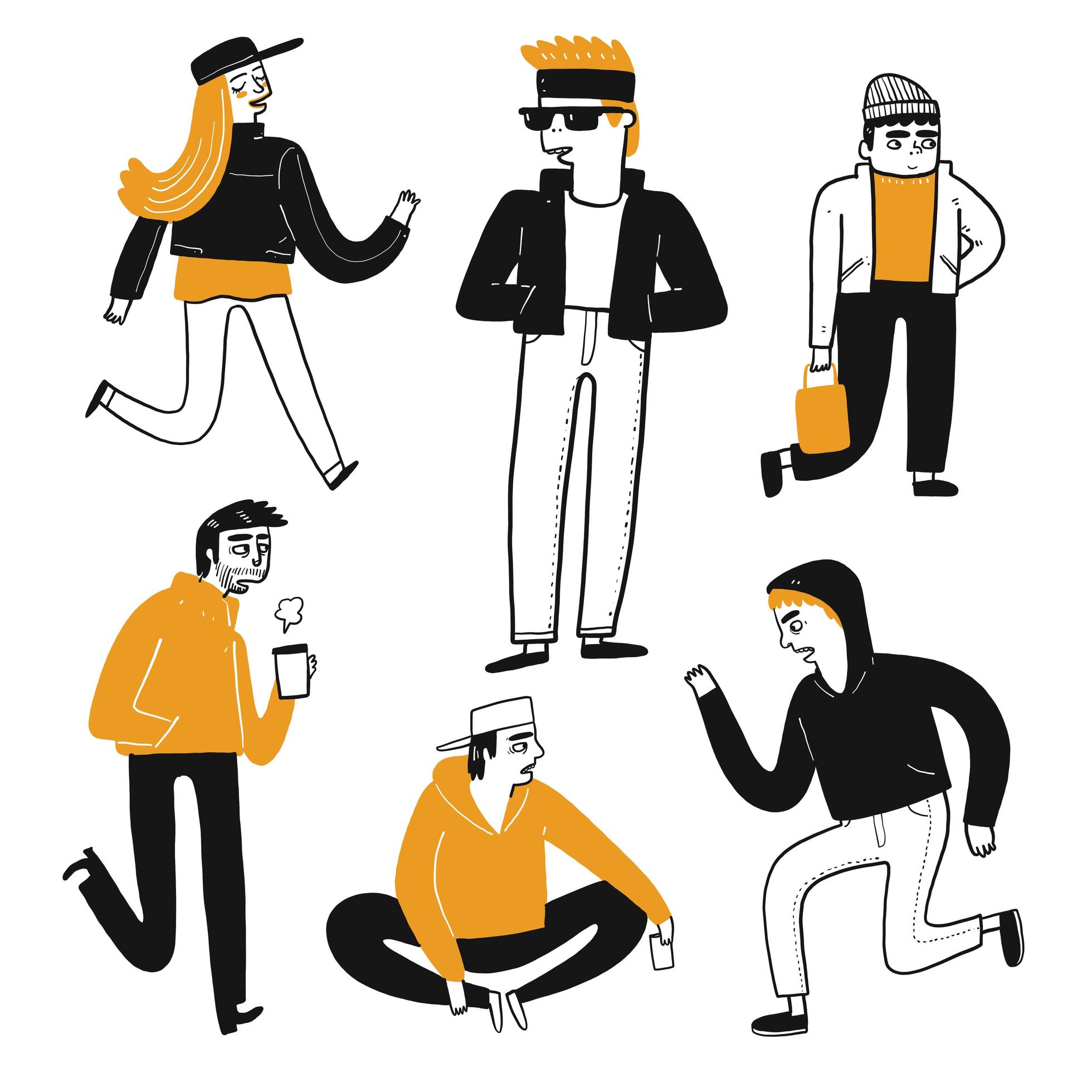 Character set of hipsters 694177 Vector Art at Vecteezy
