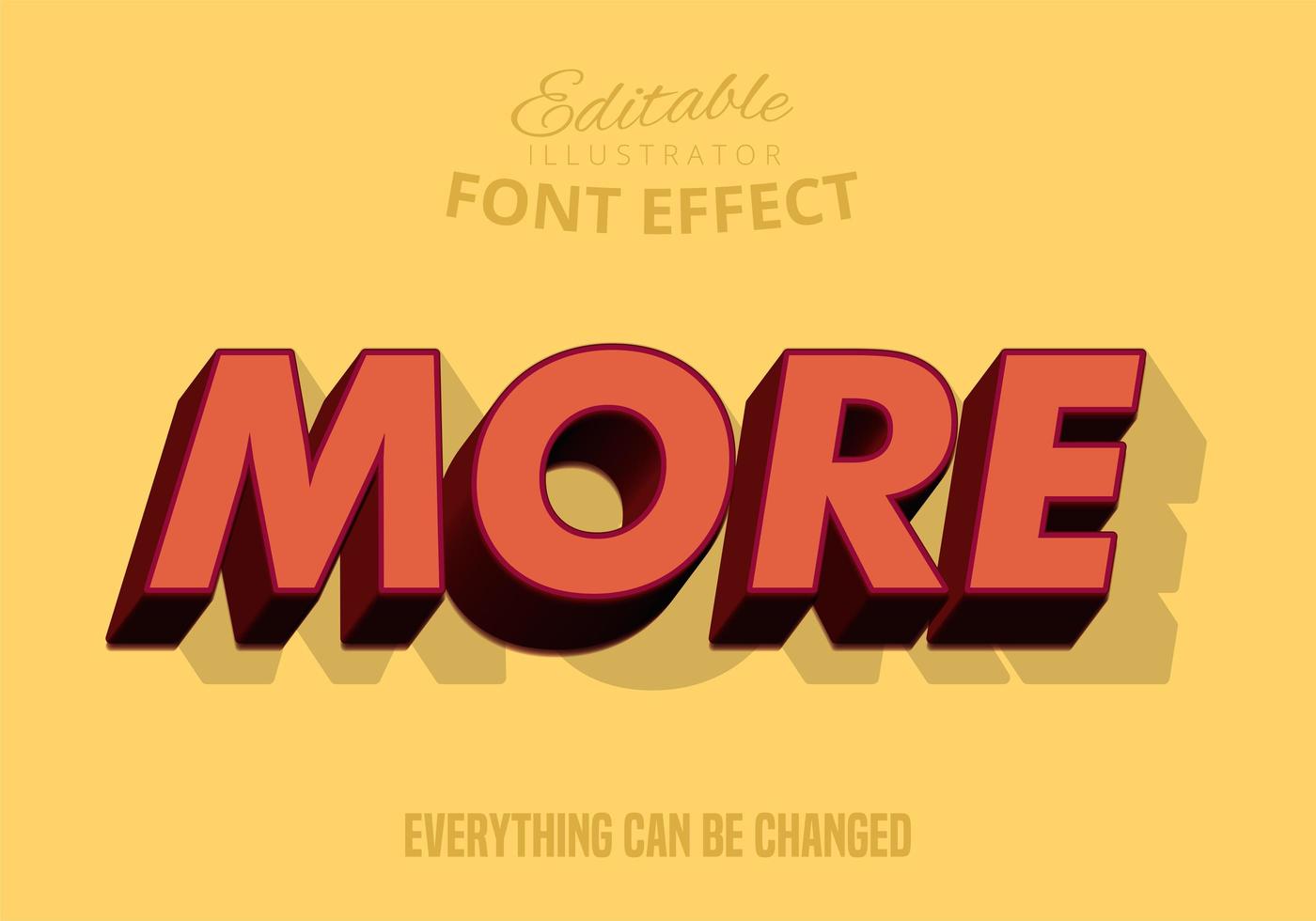 More d Shadowed text, editable text style vector