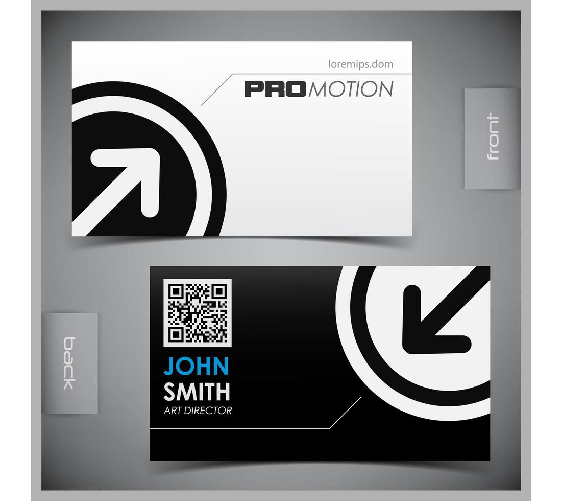 Black and White Arrow in Circle Business Card template vector