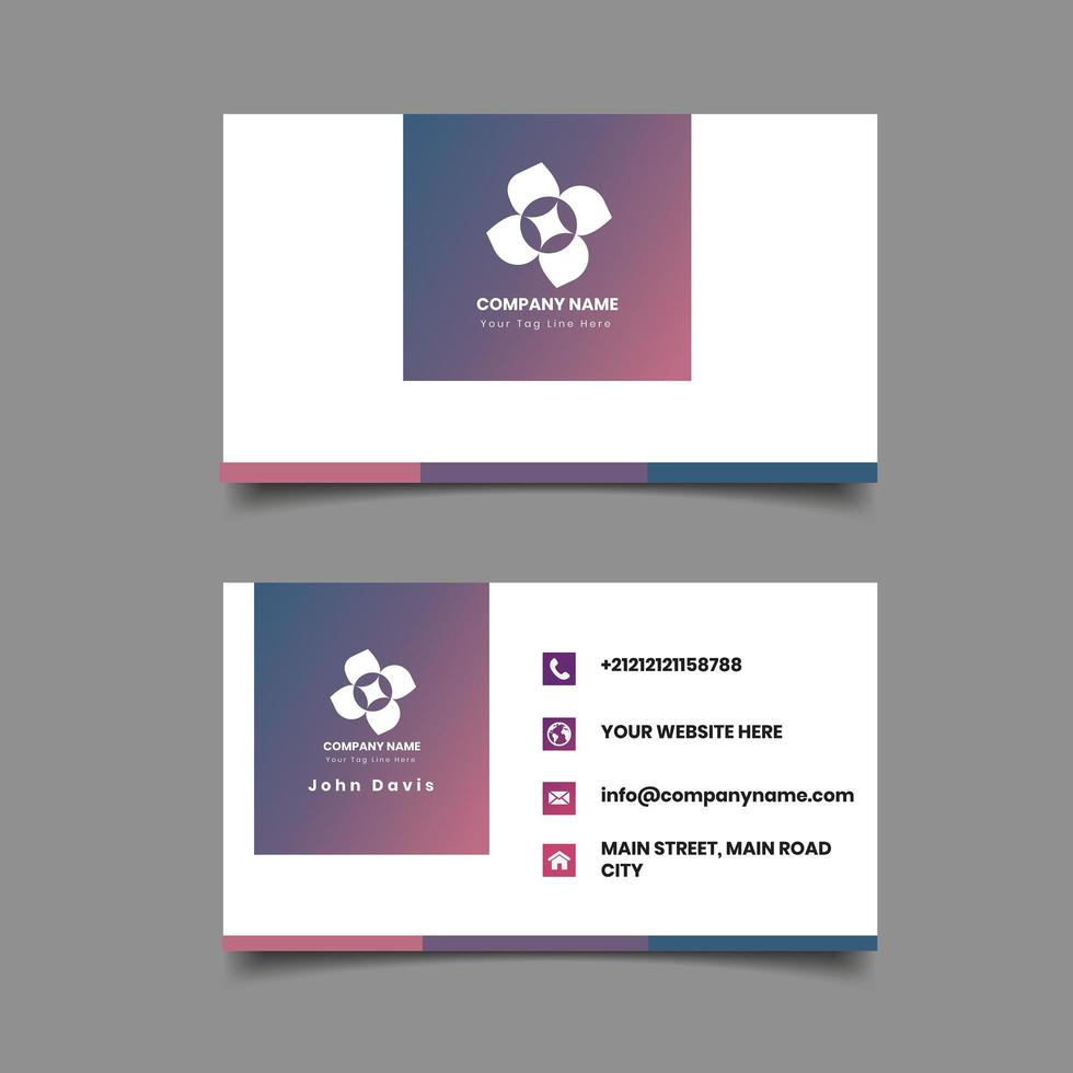 Pink and Purple Gradient Square  business card template vector