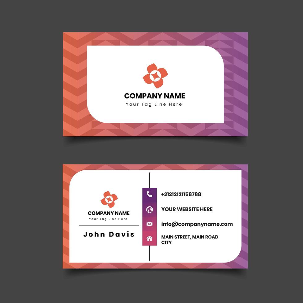 Geometric Pattern Double sided Business Card Template. vector