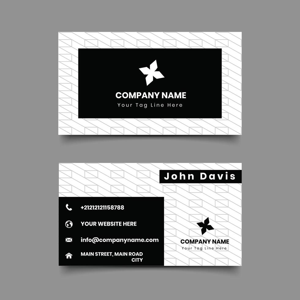 Black Angle Pattern Business modern card template vector