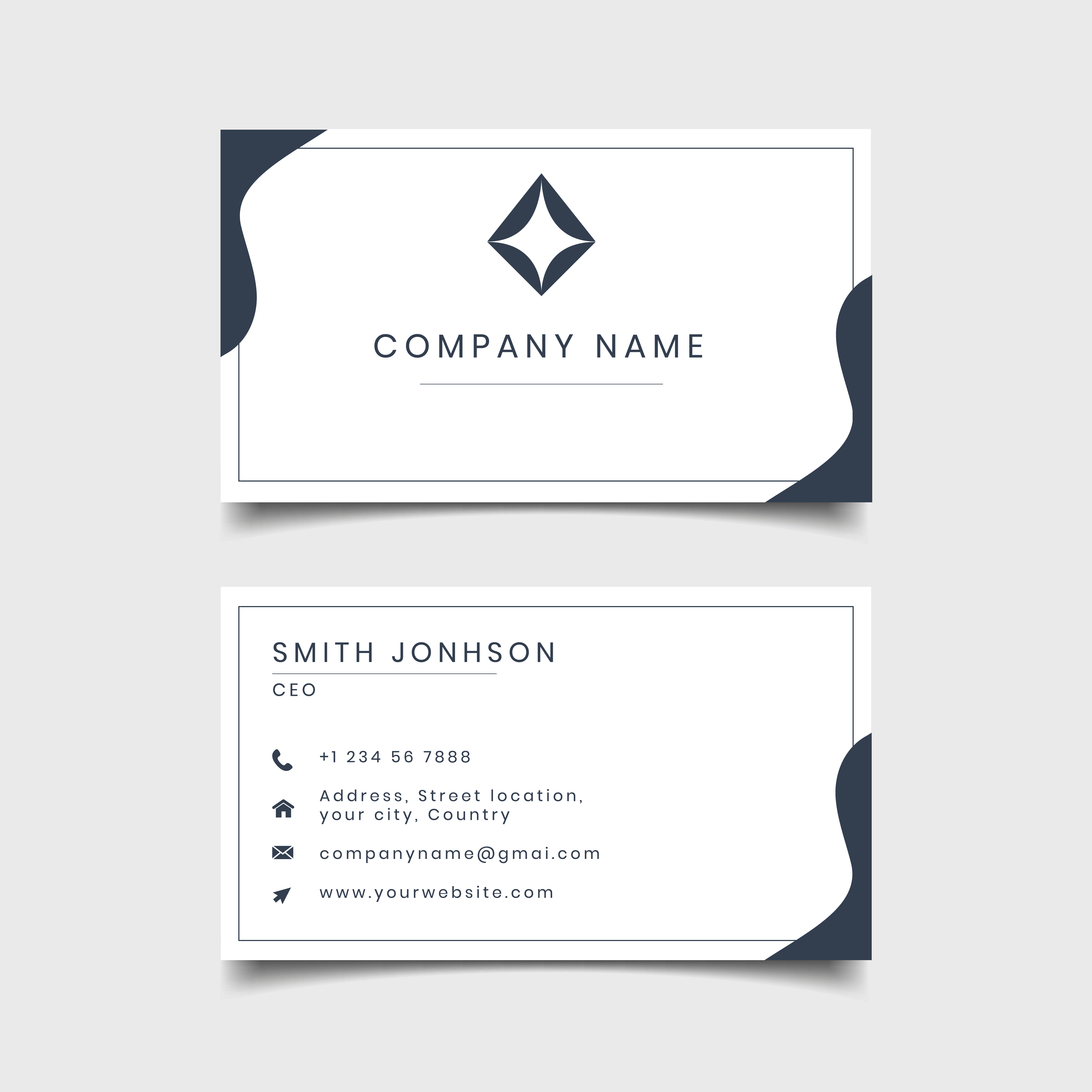 Blue and White Modern Company Business Card Template