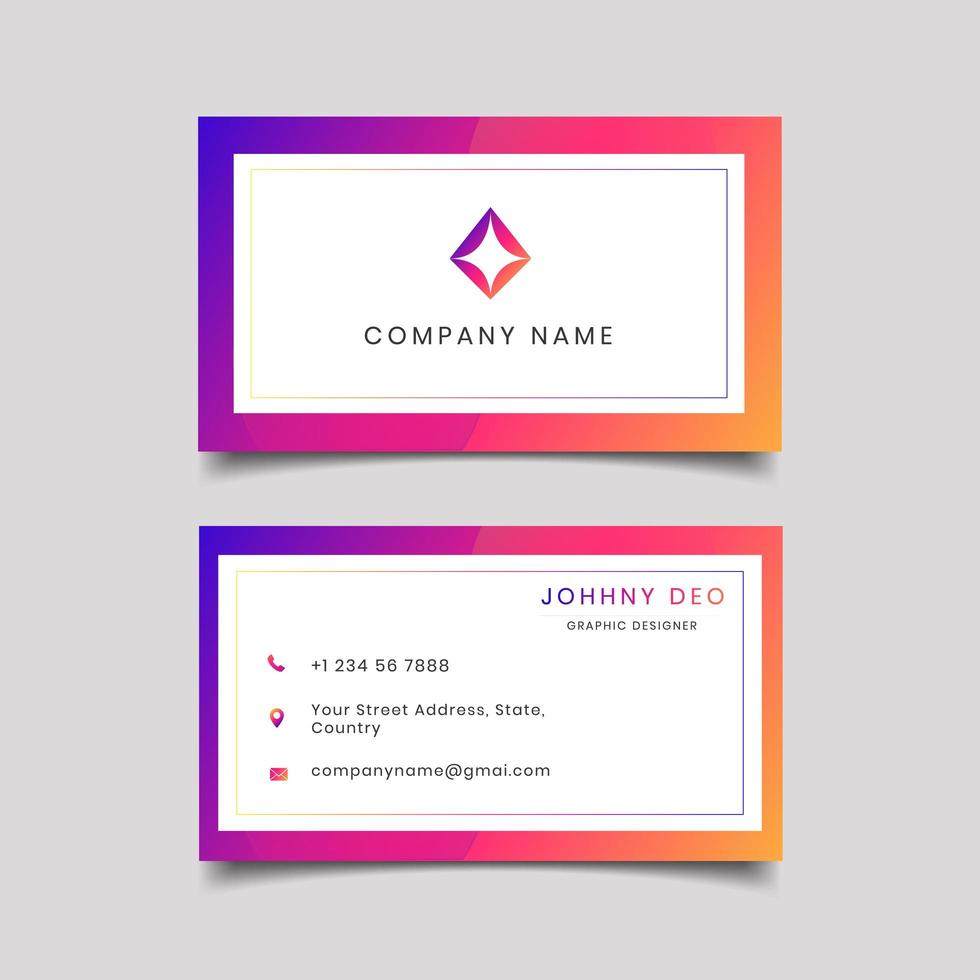 Purple pink gradient frame business card set vector