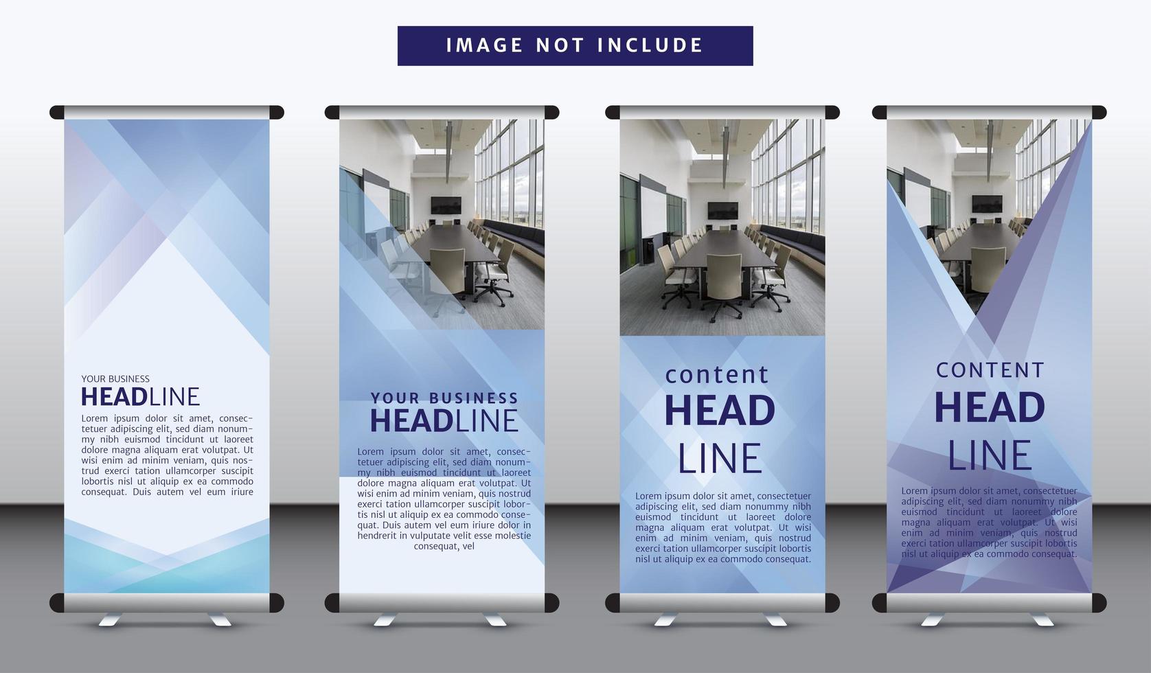 Soft Diagonal Line Roll Up Banner Template Set vector