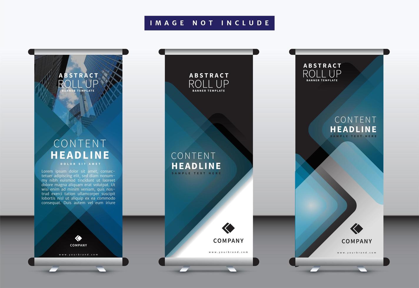 Layered Diamond Roll Up Banner Template Set vector