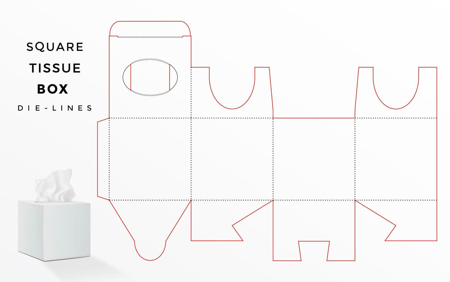 línea de caja para caja de pañuelos cuadrados vector