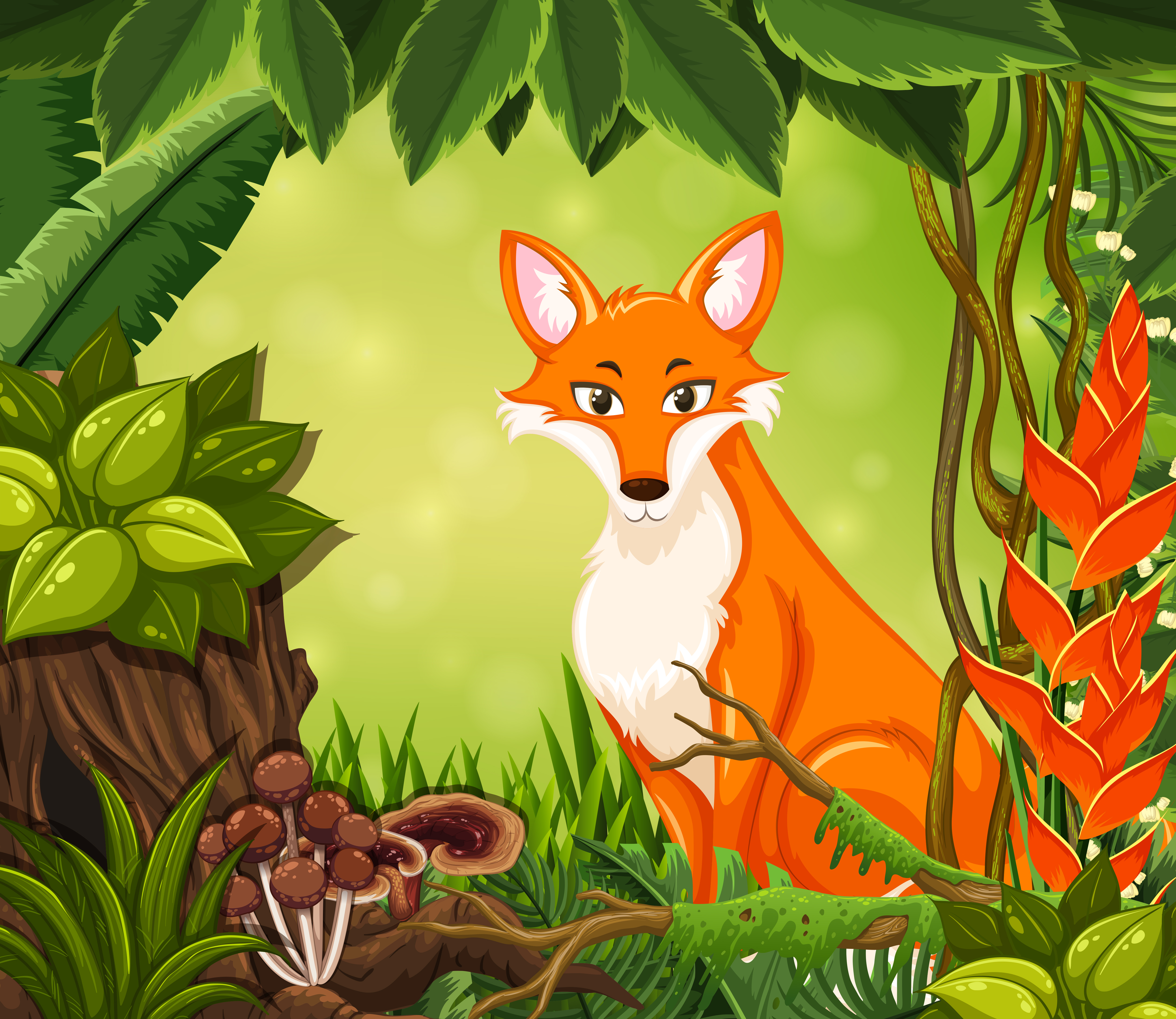 Sweetie fox джунгли. Лиса в лесу вектор. Sveti Fox джунгли. Лиса и красный сарафанчик.