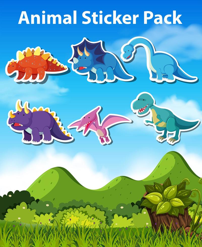 Set of dinosaur character vector