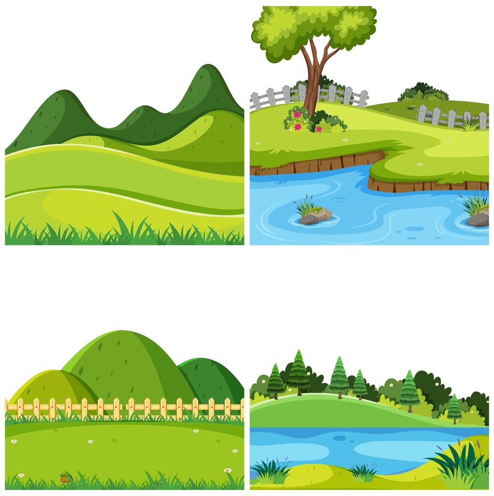 Set of nature landscape vector