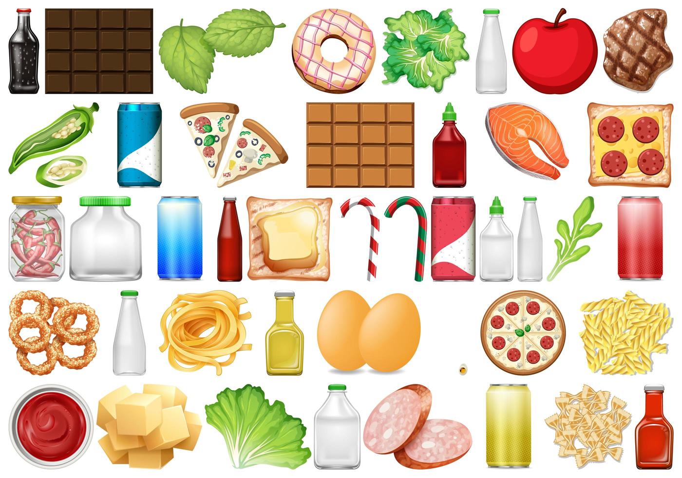 Set of different foods vector