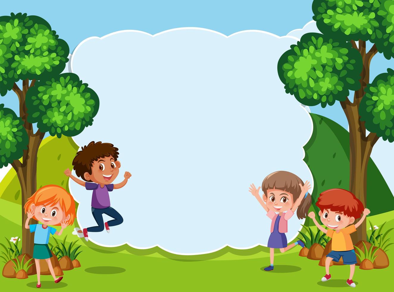 Kids in nature template vector