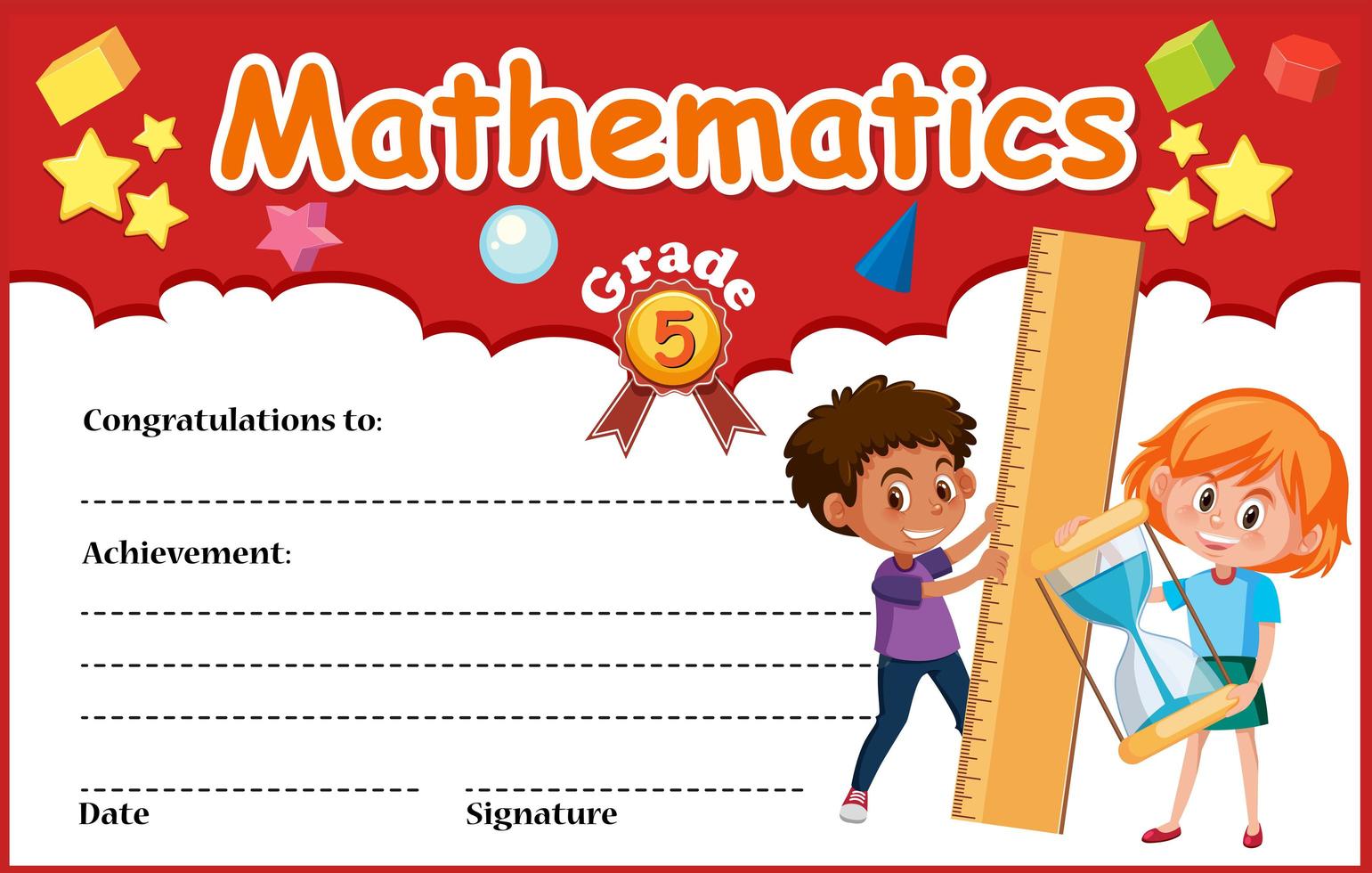 Mathematics diploma certificate template vector