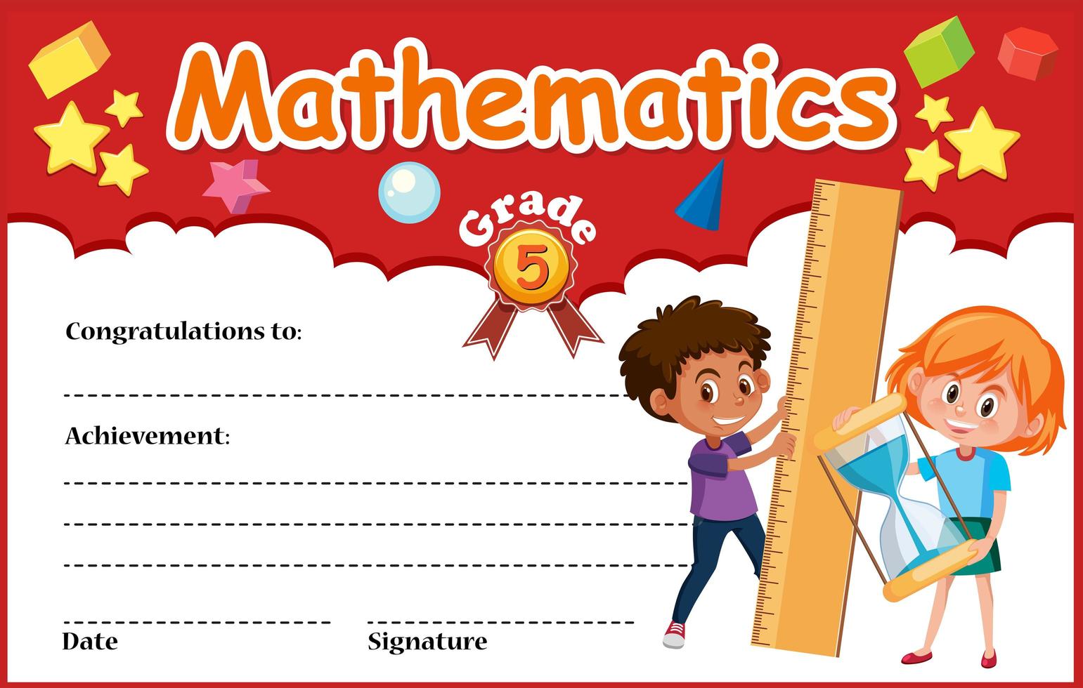 Plantilla de certificado de diploma de matemáticas vector