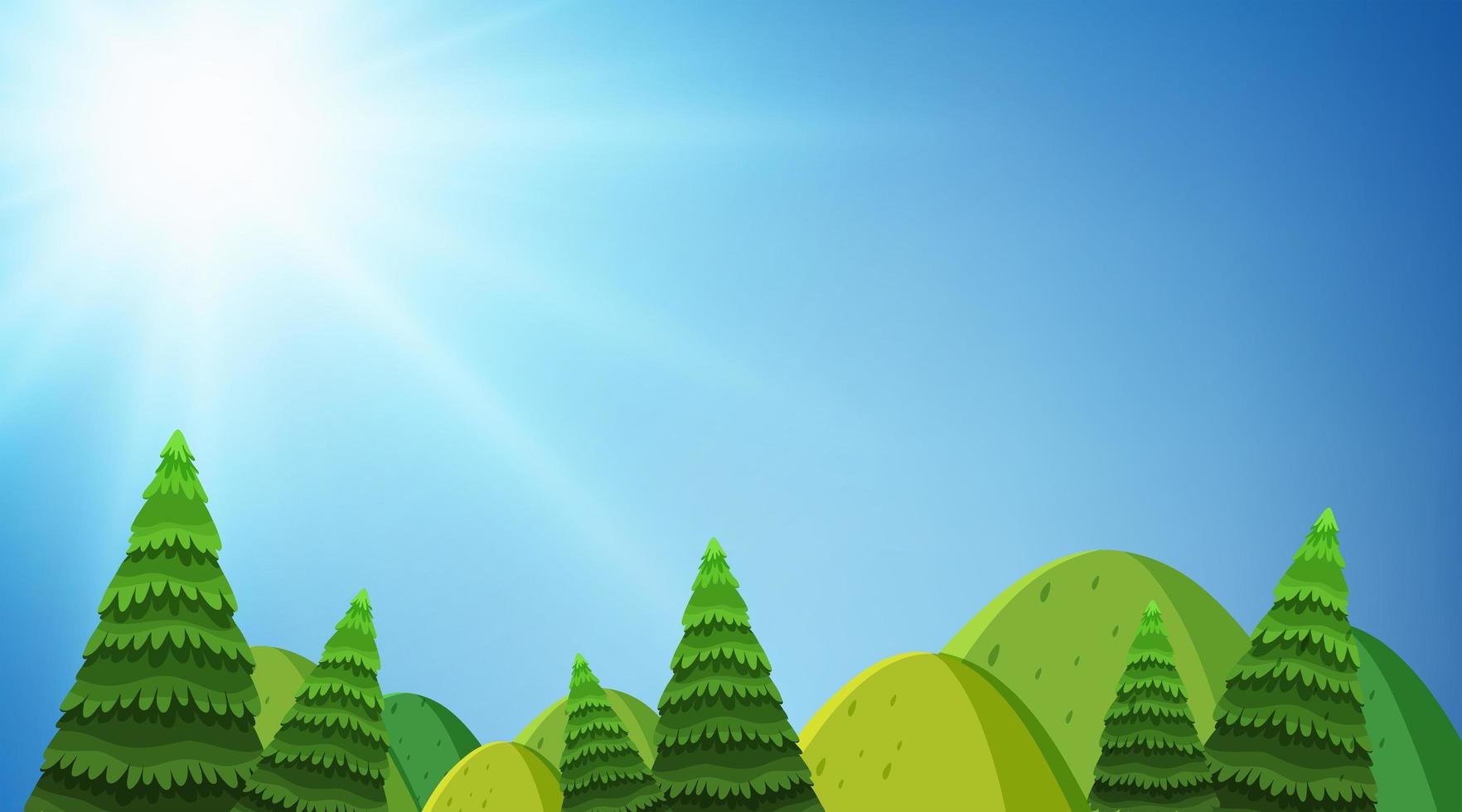 Background design of landscape with hills and trees vector