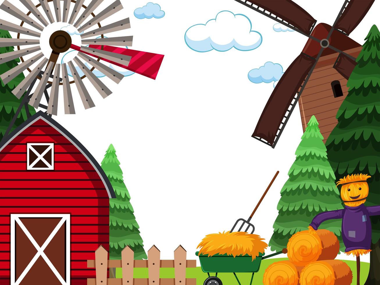 Farm land scape scene vector