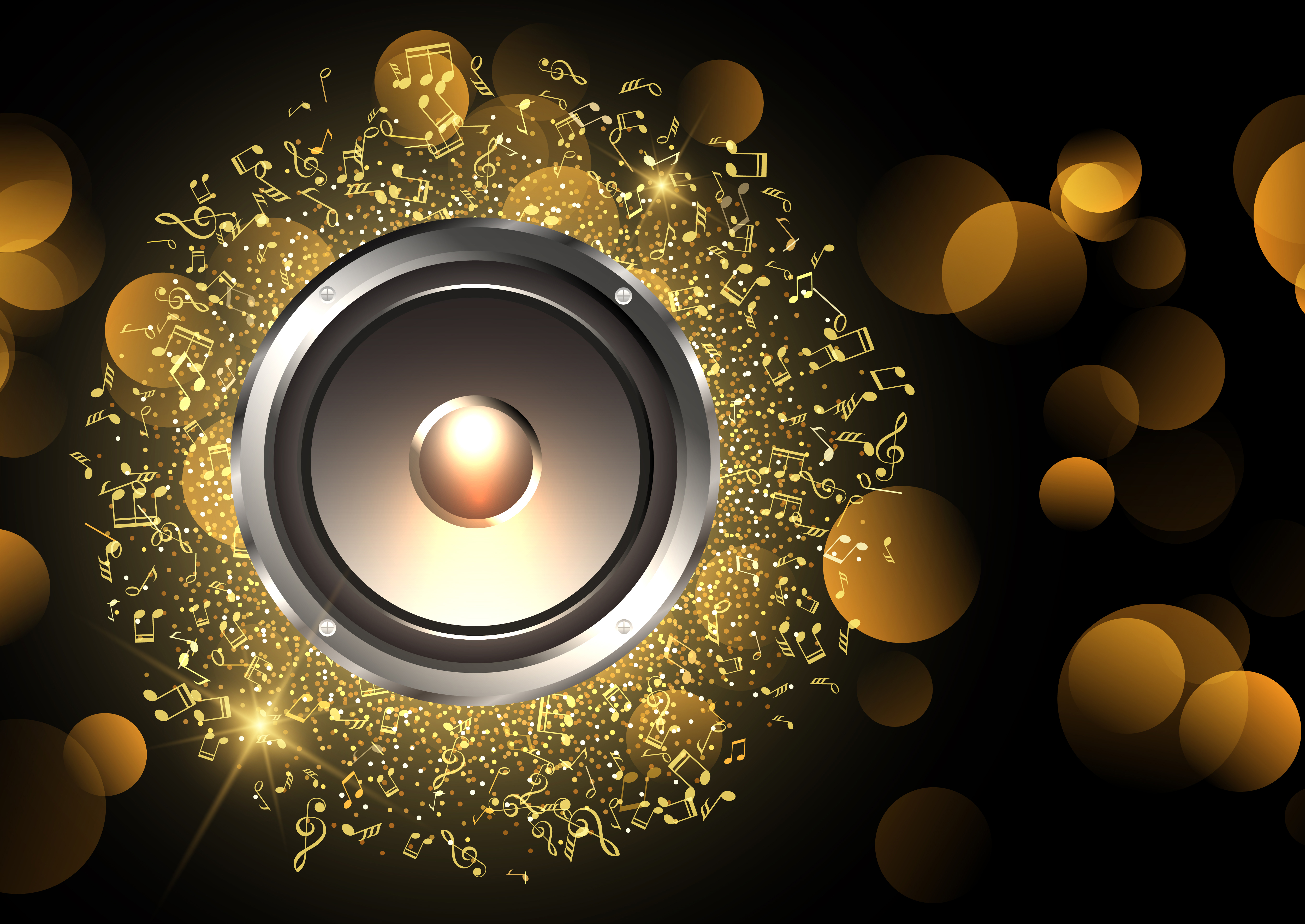 music background with speaker and music notes 694431 Vector Art at Vecteezy