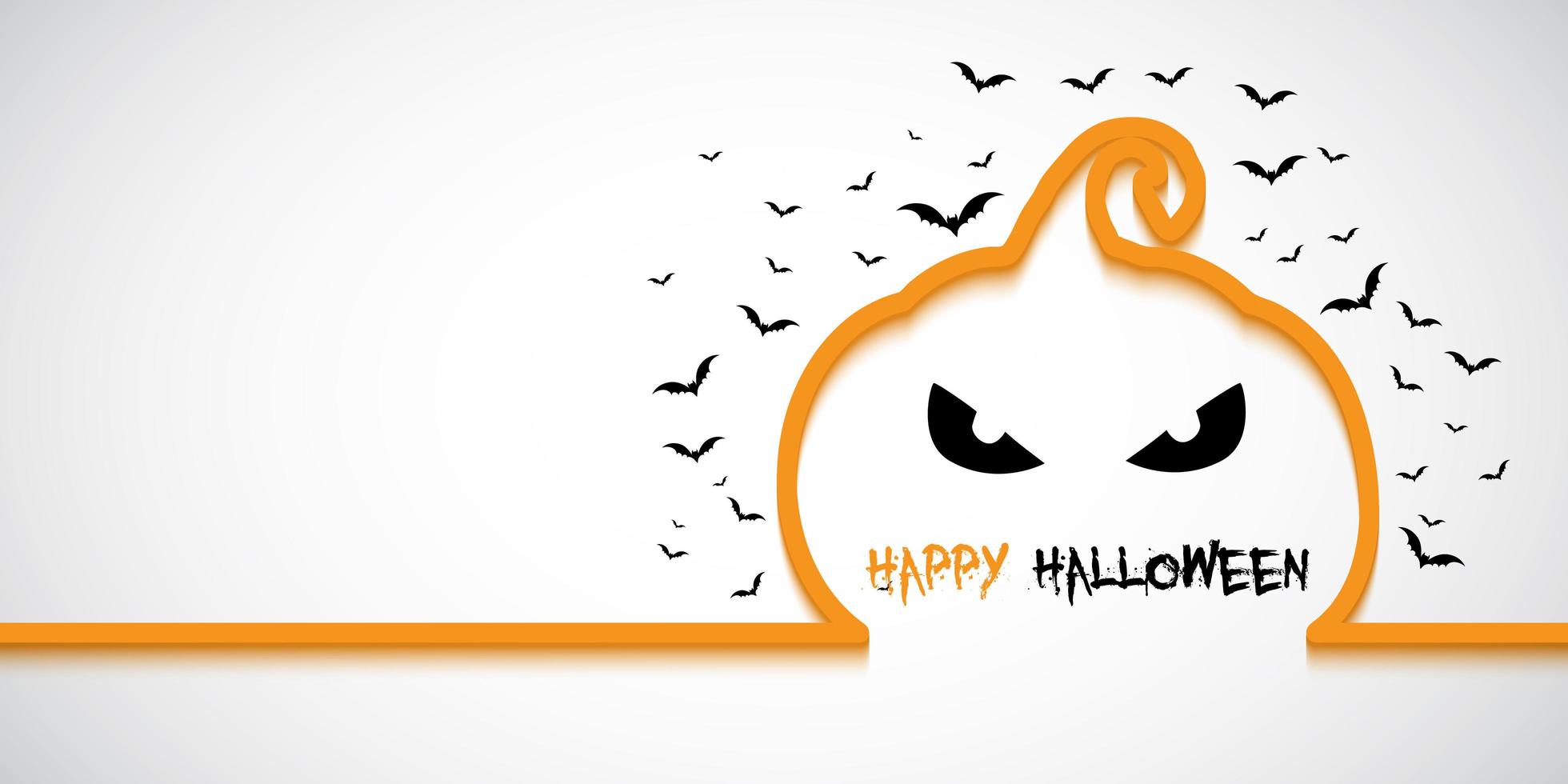 Simple Halloween banner with pumpkin outline vector