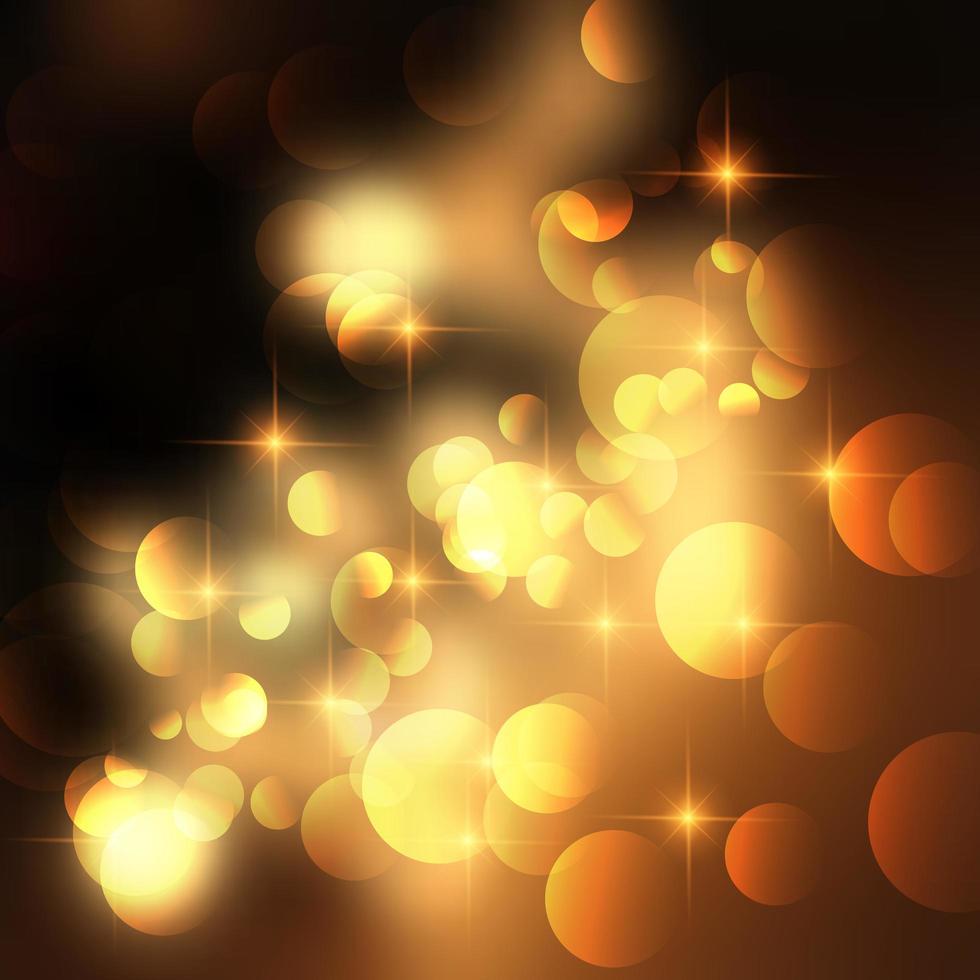 Golden stars and bokeh lights background vector